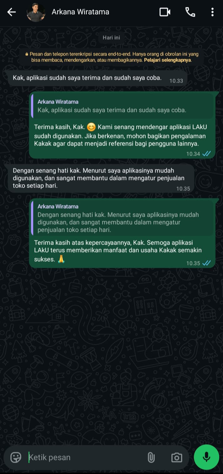 Bukti Chat & Transfer Arkana Wiratama